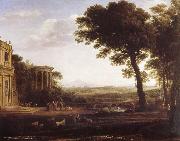 Claude Lorrain Country cape with the father of Psyche that at Apollo sacrifices oil painting reproduction